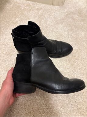 Cole Haan Women's Black Leather & Suede Ankle Boots